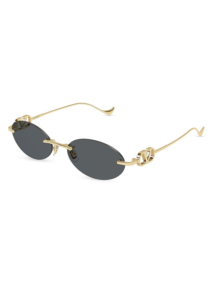 Women's Bejewelled 53MM Oval Sunglasses - Gold Grey