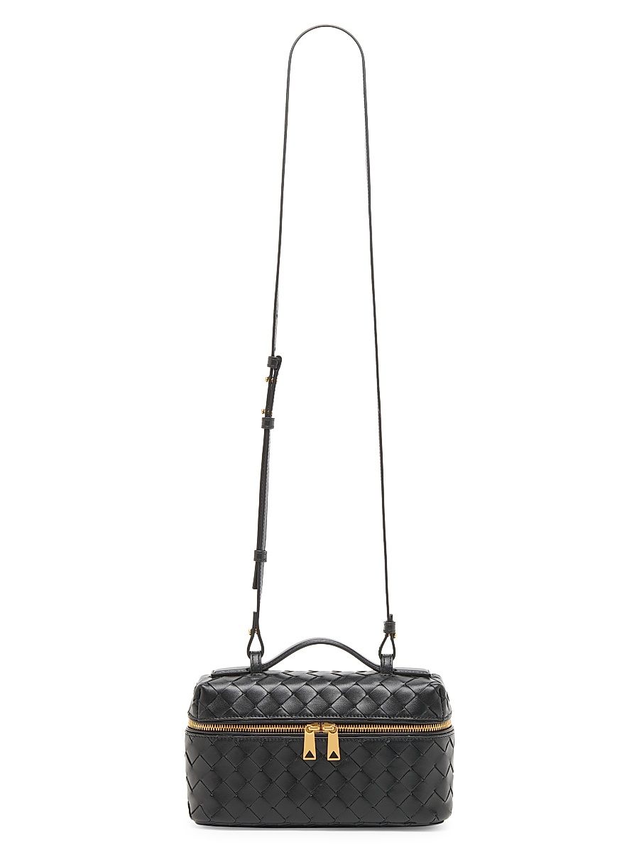 Women's Bang Bang Intrecciato Leather Crossbody Vanity Case Bag - Black