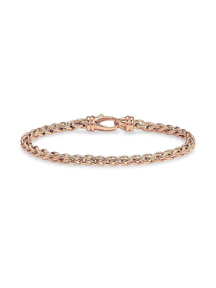 Men's Wheat Chain Bracelet In 18K Rose Gold - Rose Gold - Size Large