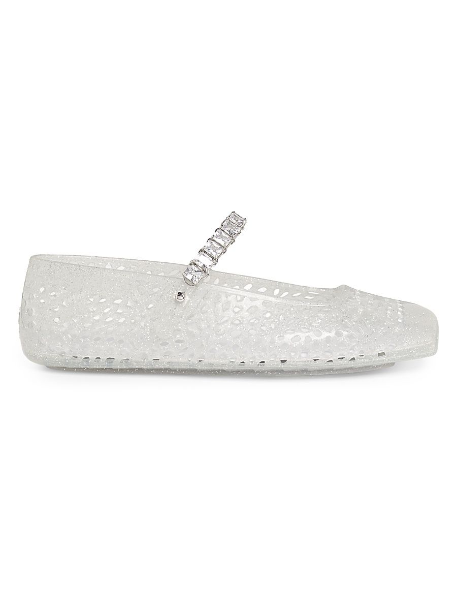 Women's The Jelly Ballerina Flats - Clear Silver Crystal - Size 9