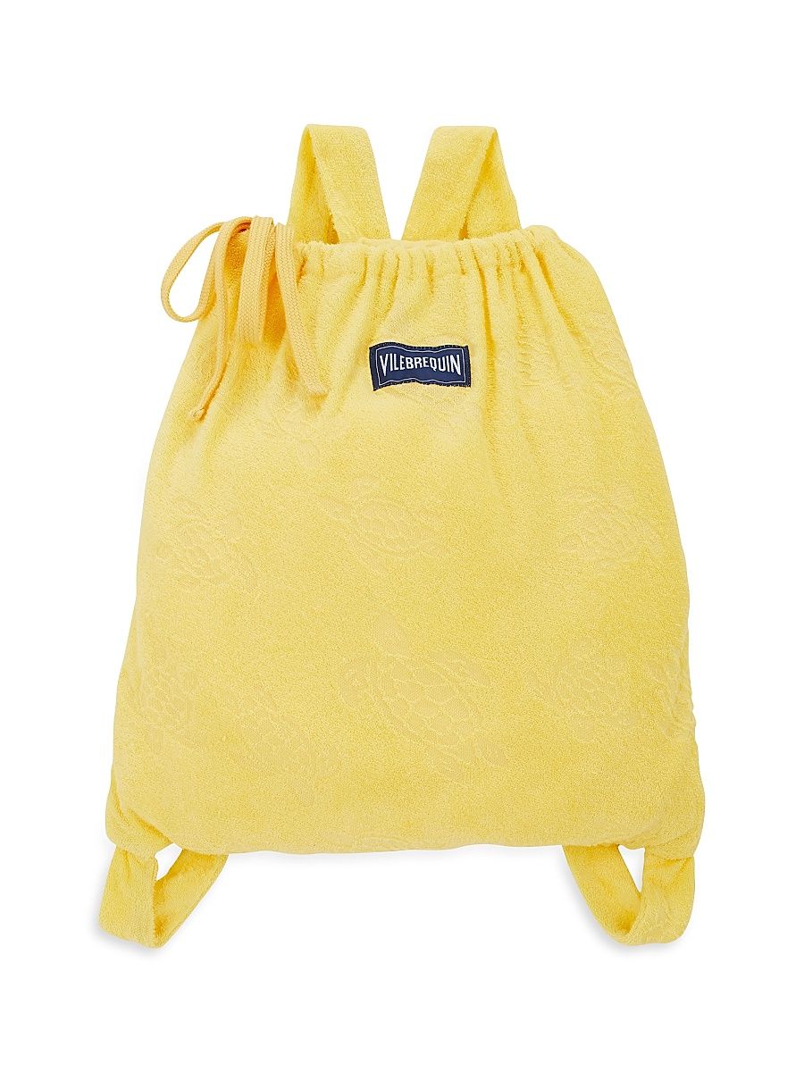 Kid's Round Of Turtles Jacquard Cotton Backpack - Popcorn