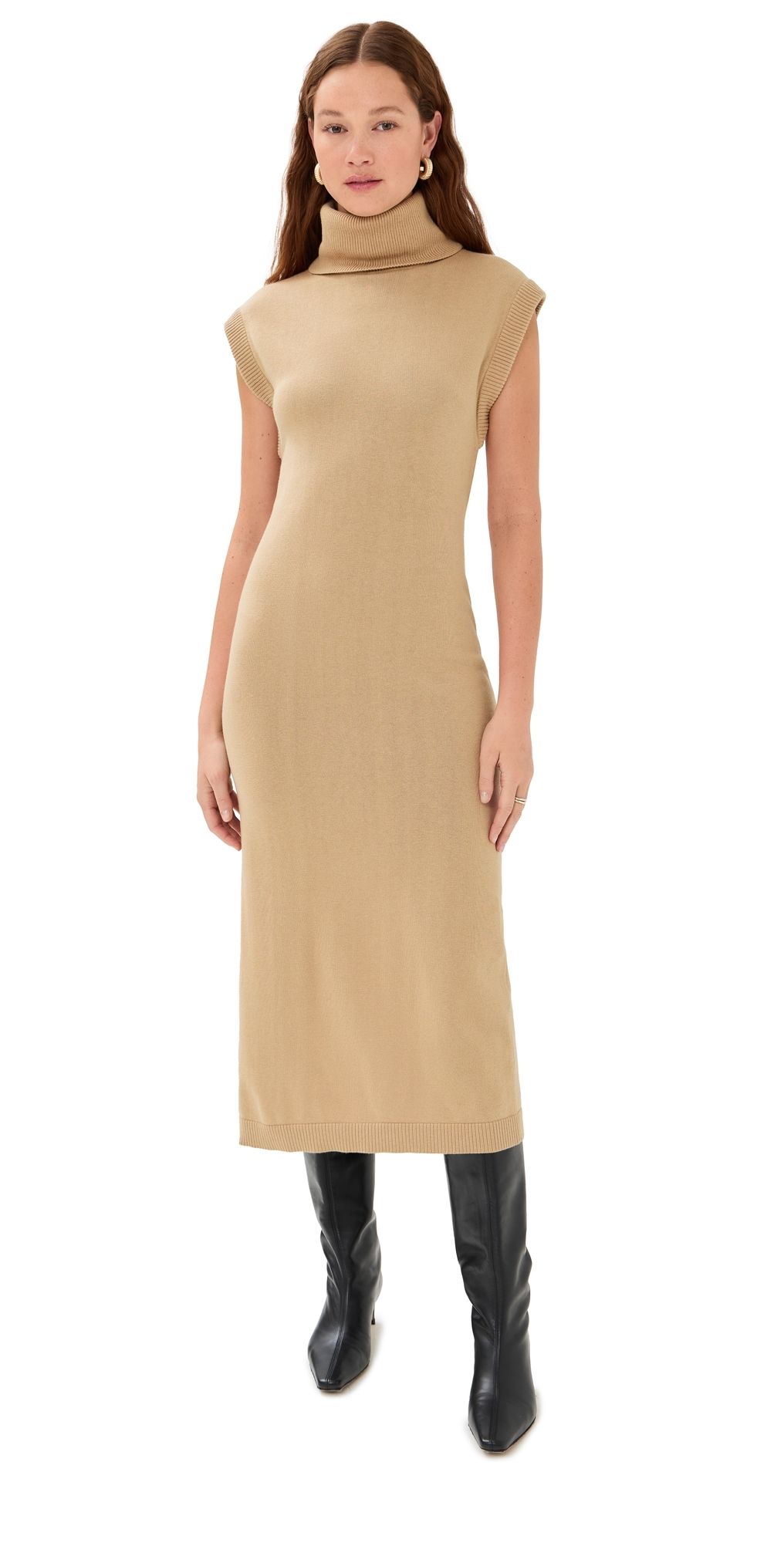 SIMKHAI Turtleneck Dress Light Camel XS