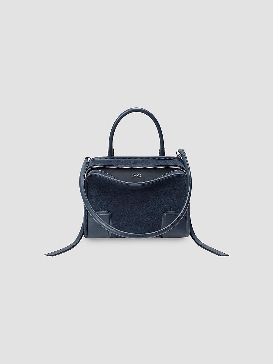 LOEWE Women's Amazona Small Suede Top Handle Bag - Deep Navy