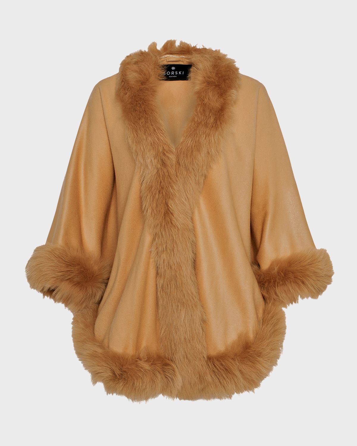 Cashmere Cape With Toscana Shearling Lamb Trim