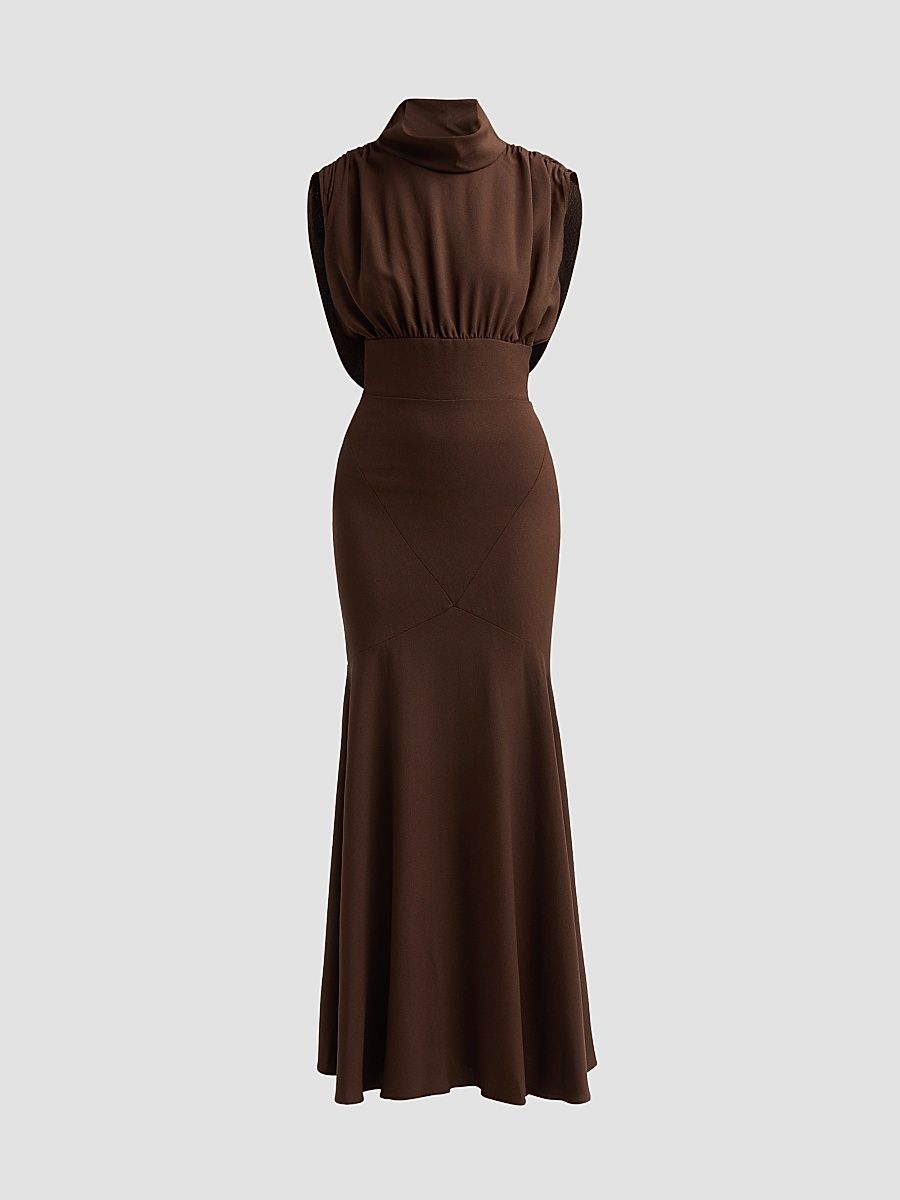 Women's Adelina Draped Trumpet Gown - Sable - Size 12