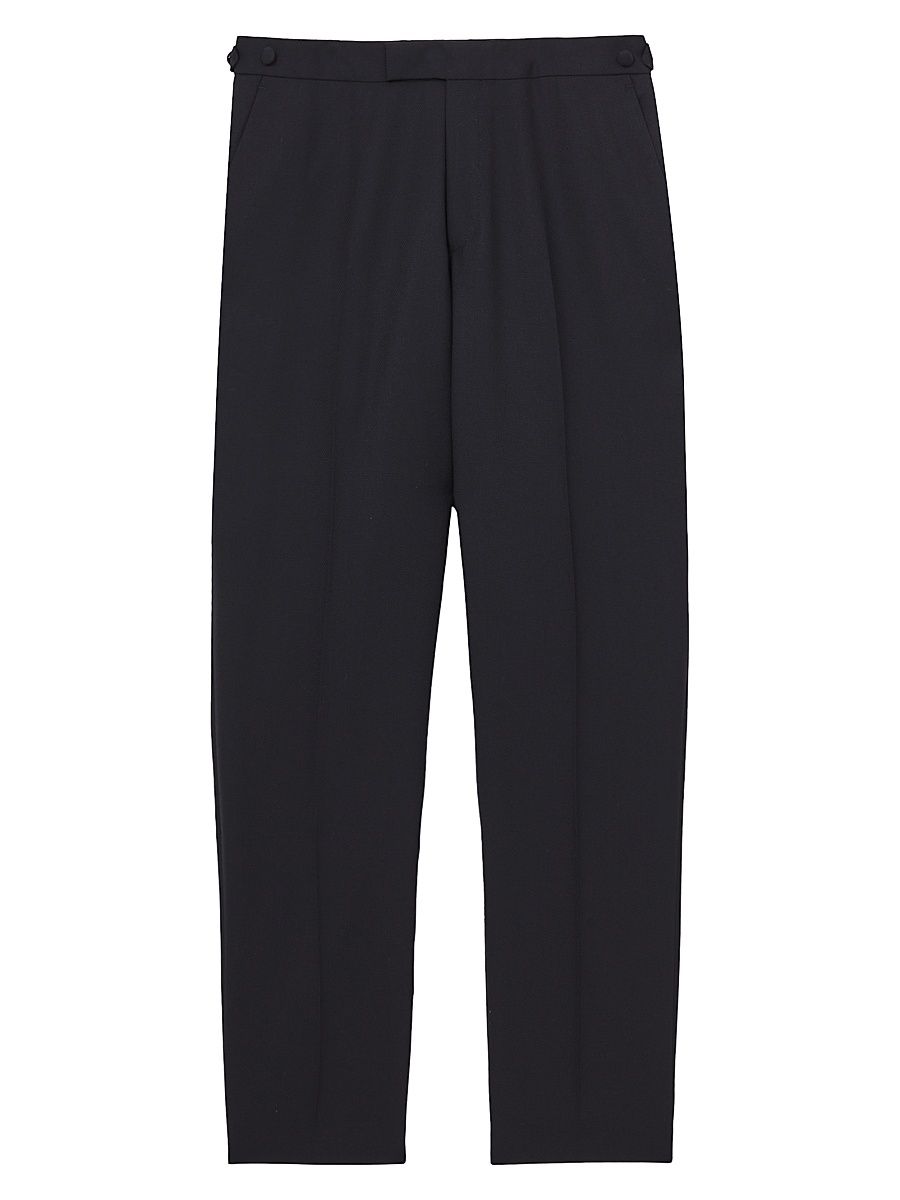 Men's Sinatra Wool-Blend Tuxedo Trousers - Navy - Size 36