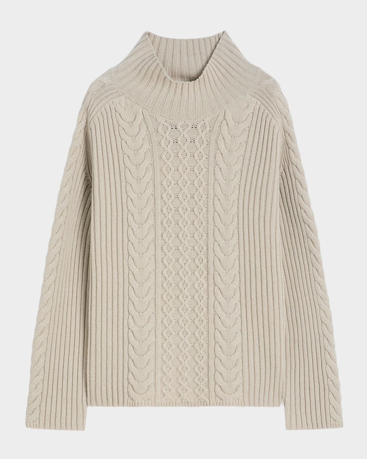 Miele Wool Cable Knit Turtleneck Sweater