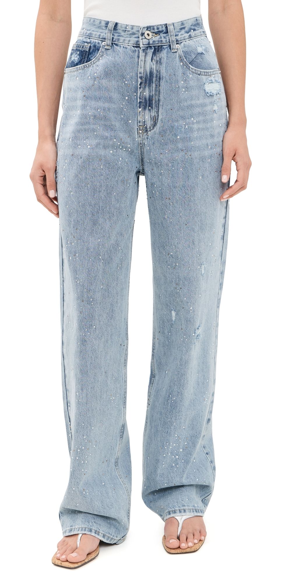 Lioness Diamante Jeans Light Denim L