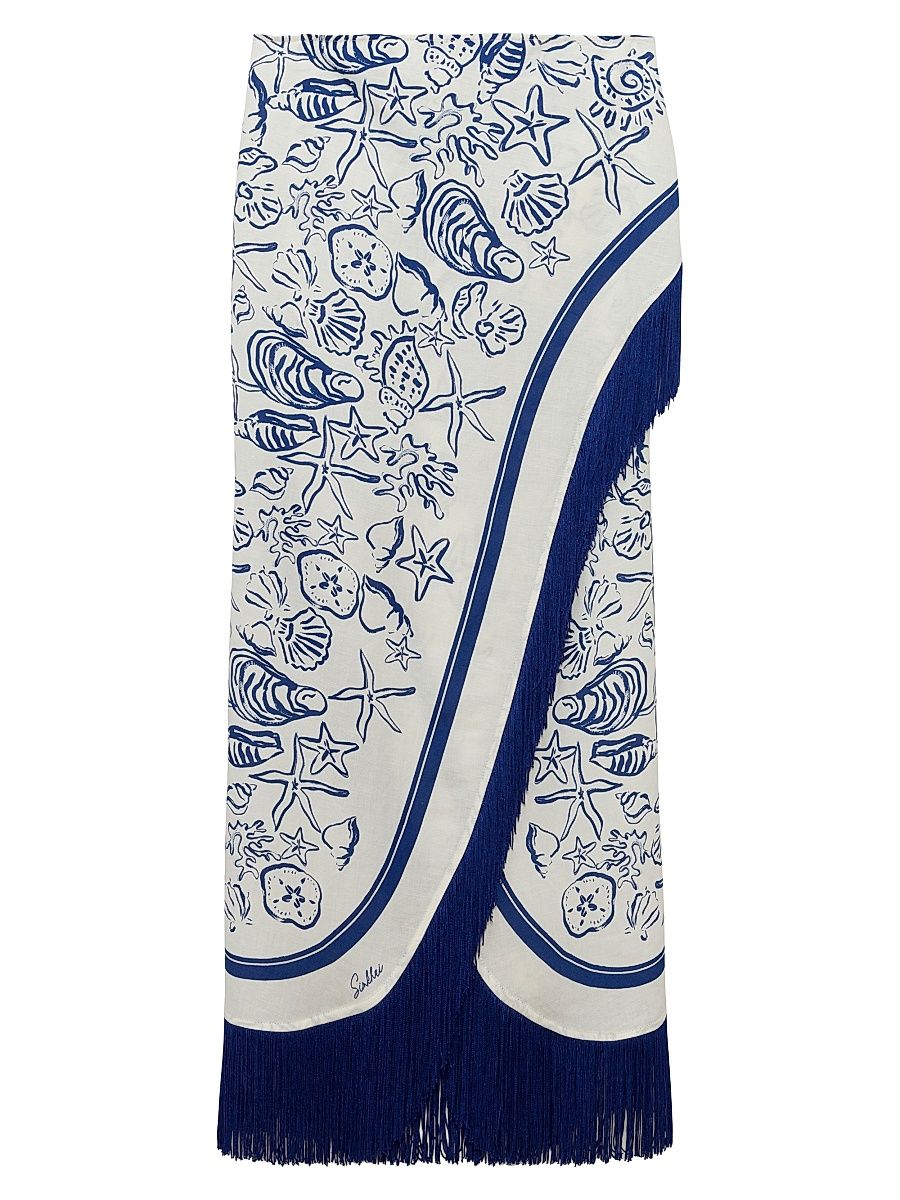 Women's Russo Printed Fringe Pareo - Blueberry Multi