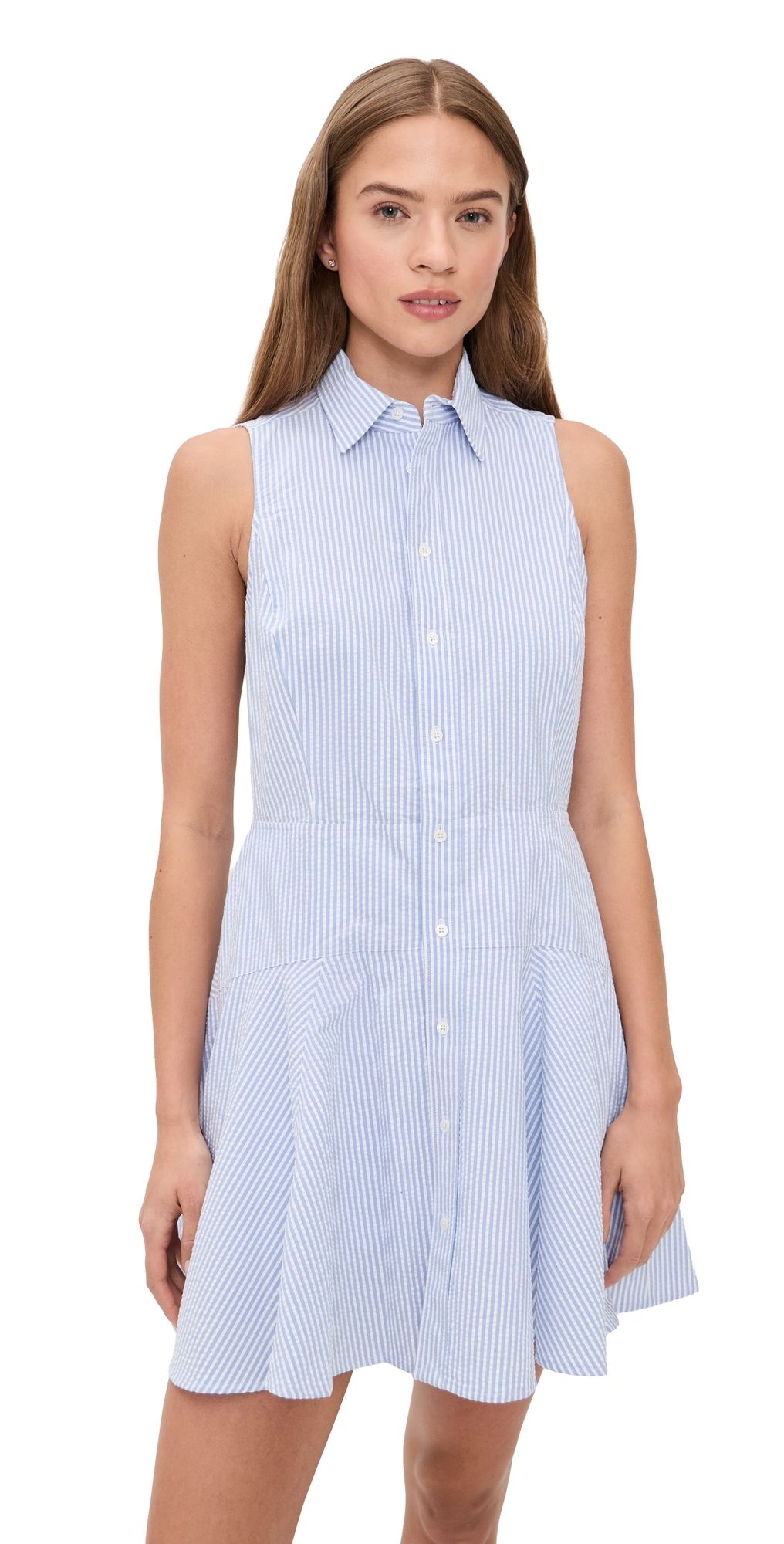 RLX Ralph Lauren Seersucker Woven Collared Sleeveless Dress Blue Mist/Ceramic White 4