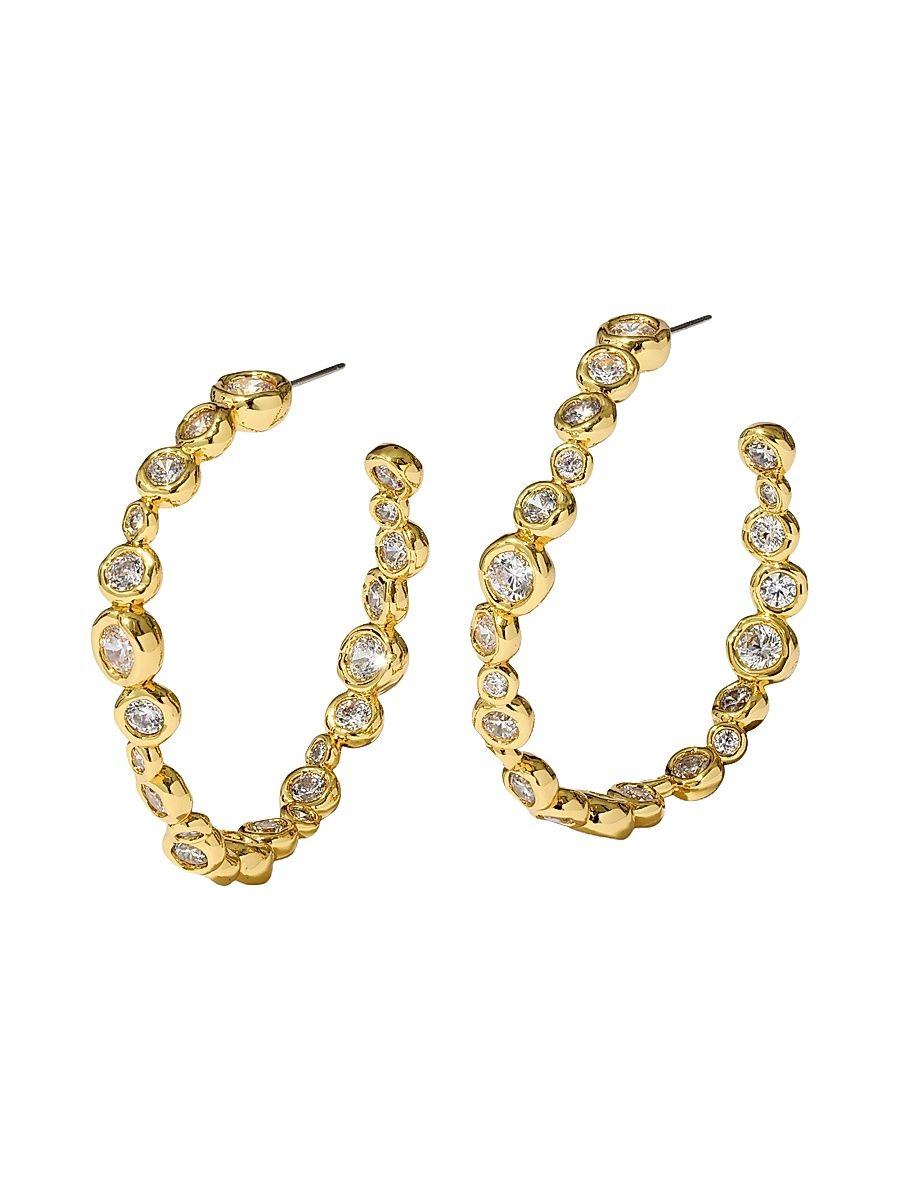 Women's Asterales 14K-Gold-Plated & Cubic Zirconia Large Hoop Earrings - Gold