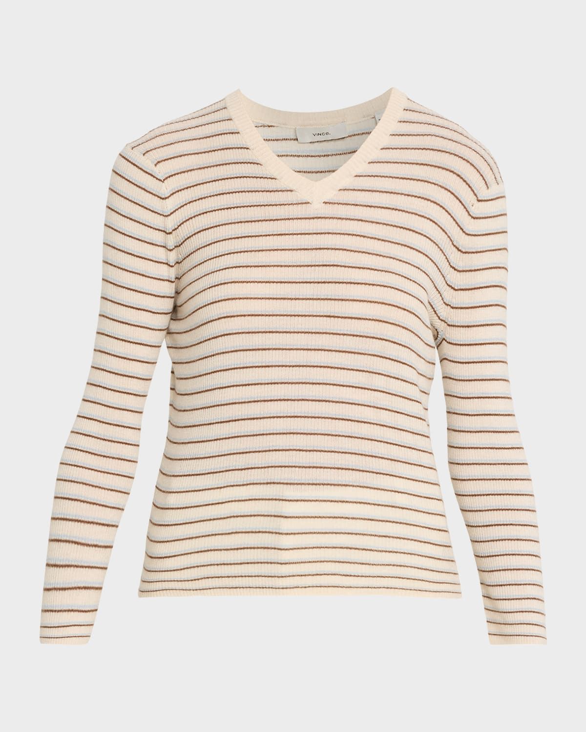 Stripe Cashmere-Blend V-Neck Sweater