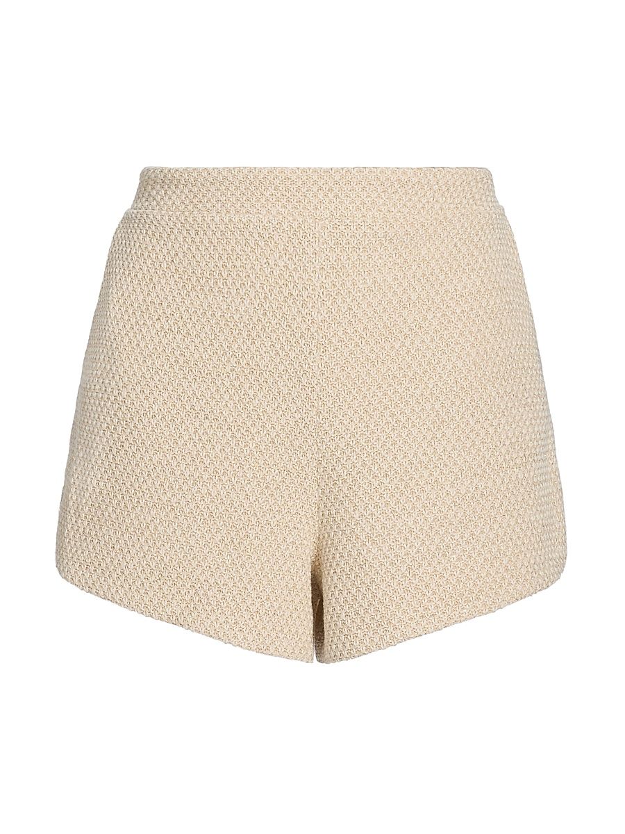 Women's Radlee Knit Dolphin Shorts - White Ivory Gold - Size Small