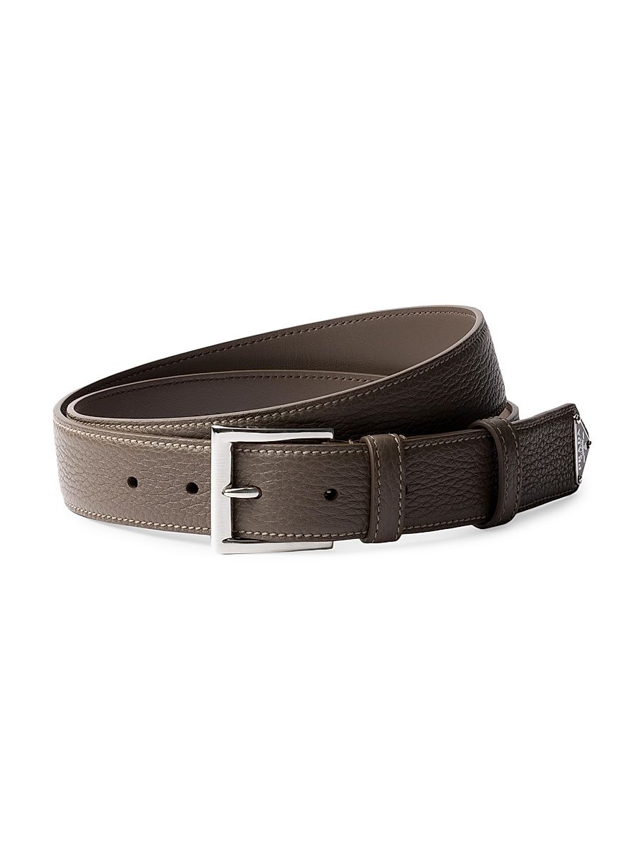 Men's Leather Belt - Grey - Size 32