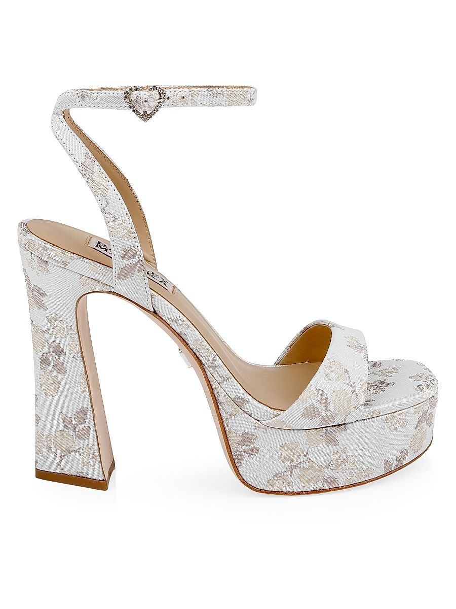 Women's Caia 120MM Jacquard Platform Sandals - Ivory Jacquard - Size 9
