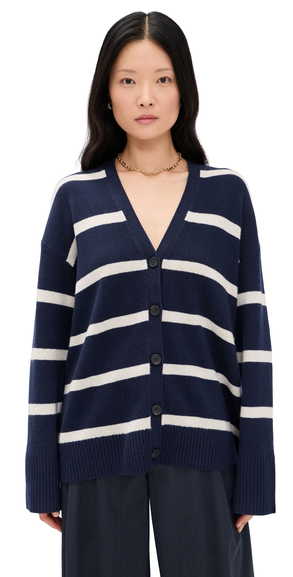 Apiece Apart Ana Wrap Cardigan Navy & Cream Stripe M