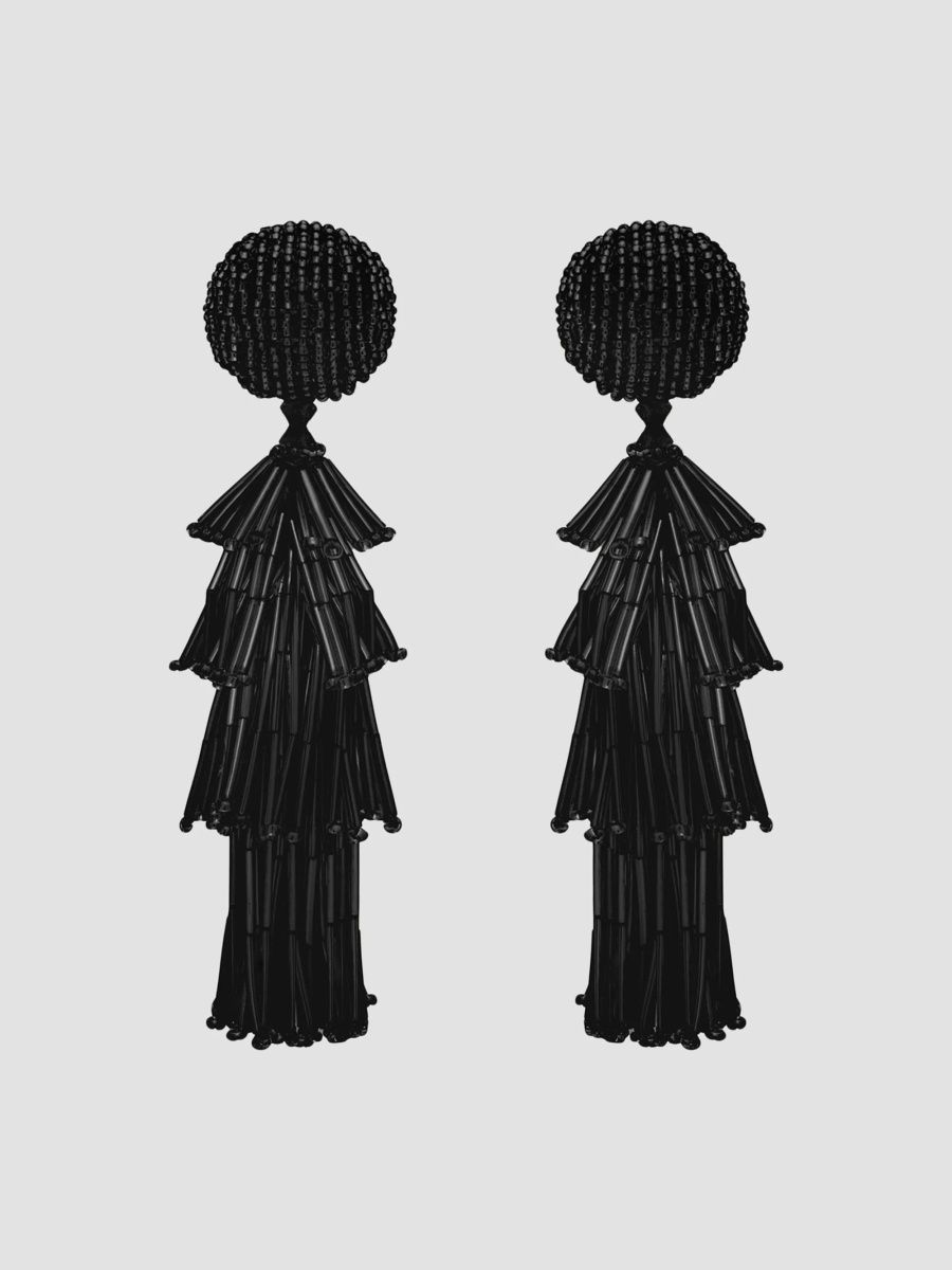 Oscar de la Renta Women's 24K Gold-Plated & Glass Crystal Fringed Drop Earrings - Black