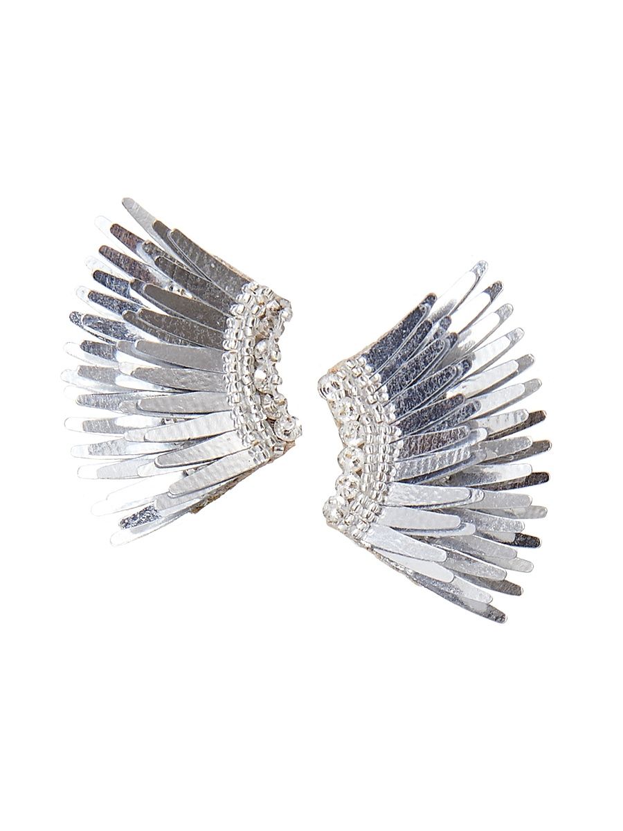 Women's Madeline Rhodium-Plated & Mixed-Media Mini Wing Earrings - Silver