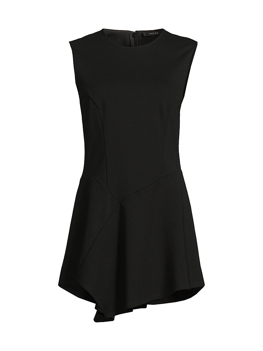 Women's Asymmetric Compact Knit Top - Black - Size 8