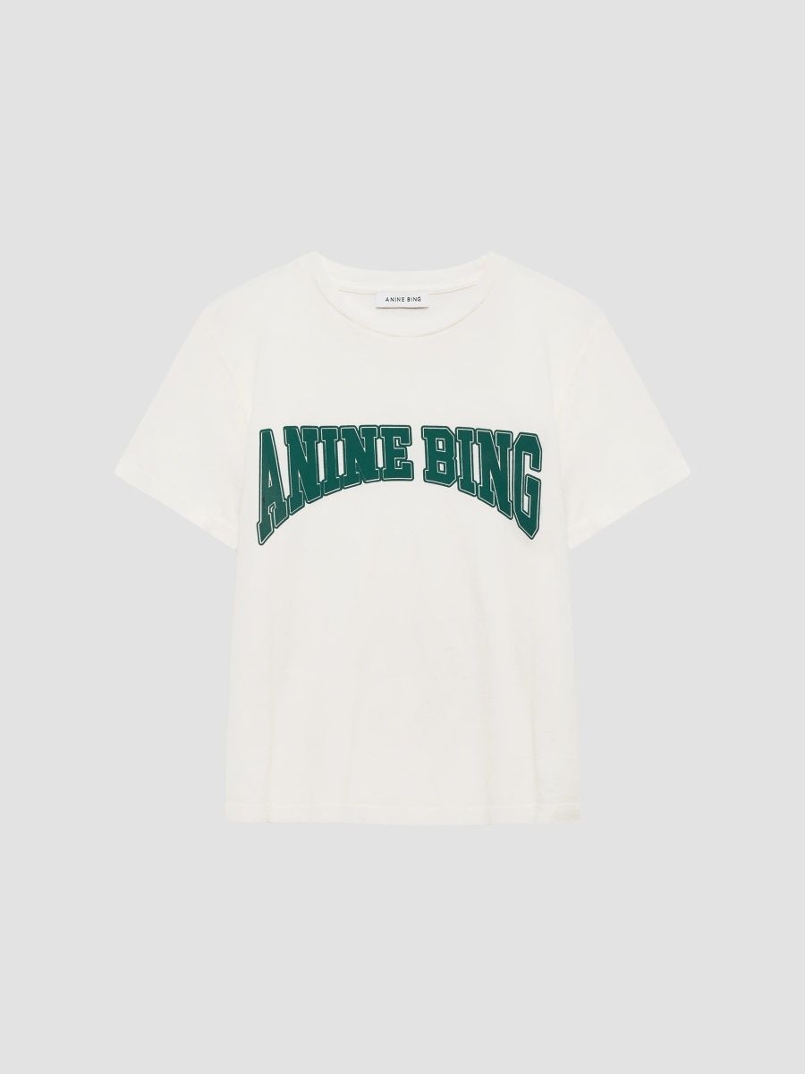 ANINE BING Women's Shelley Cotton Crop T-Shirt - Ecru - Size XXS