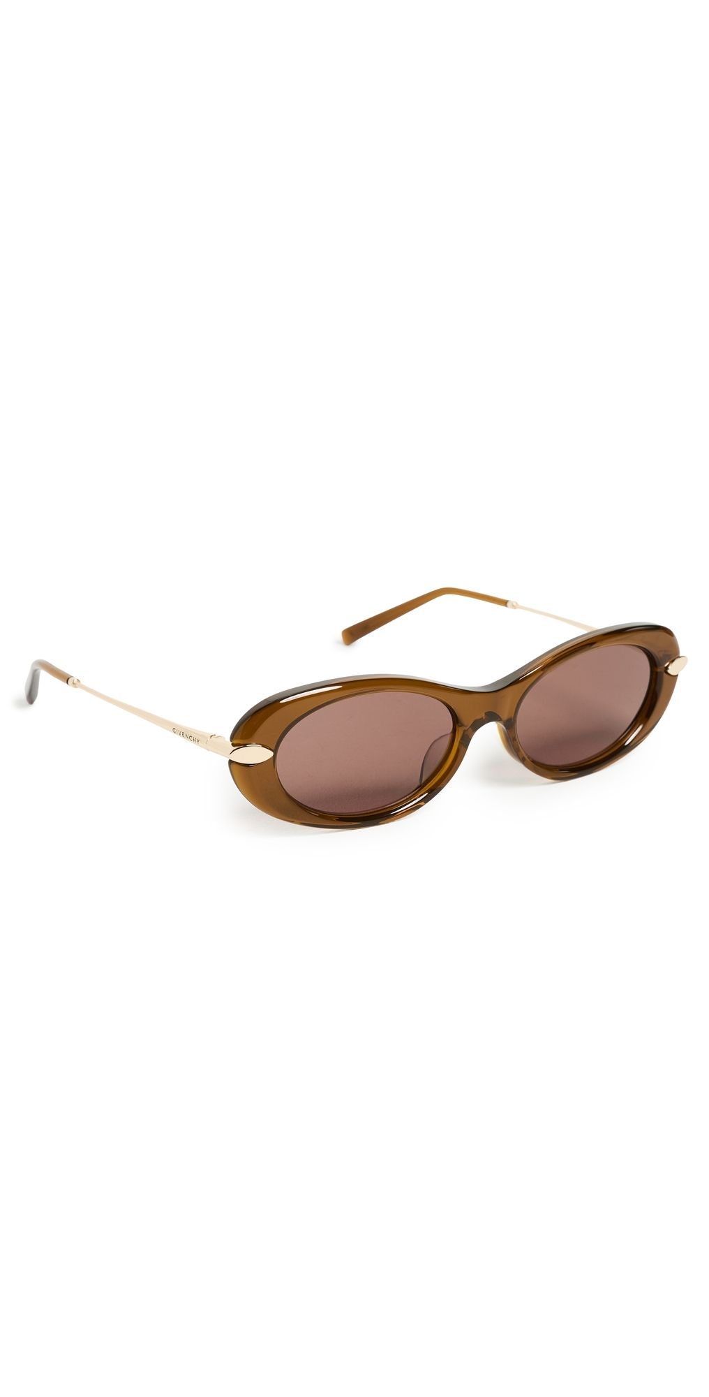 Givenchy Bold Oval Sunglasses Shiny Light Brown/Brown One Size