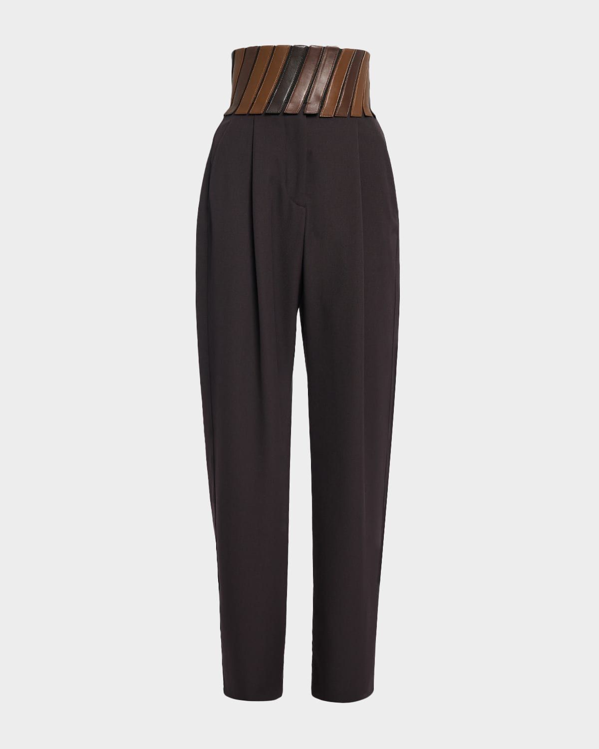 Belted Wool Gabardine Pants