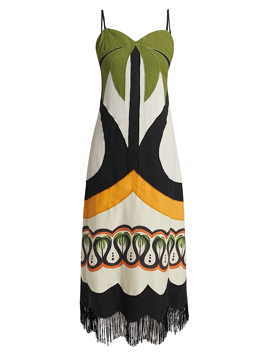 Women's Coconut Tree Flow Cutwork Midi-Dress - Beige - Size Medium