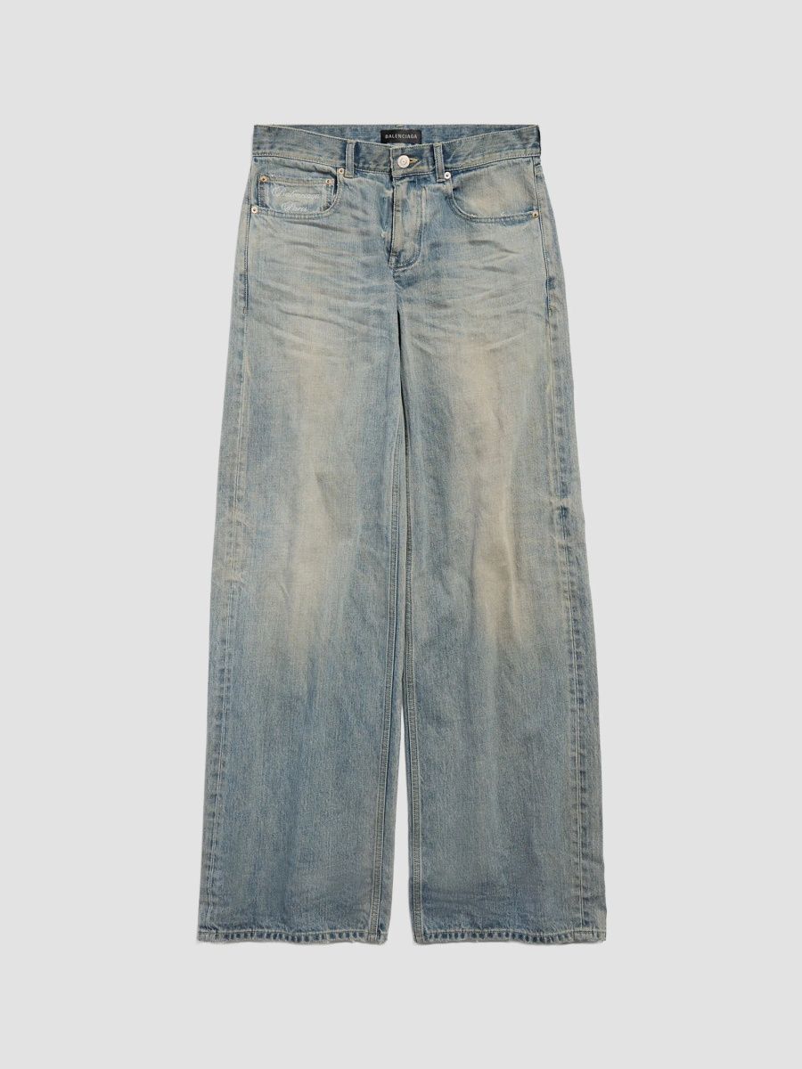 Balenciaga Women's Wide Leg Baggy Pants - Blue - Size 25