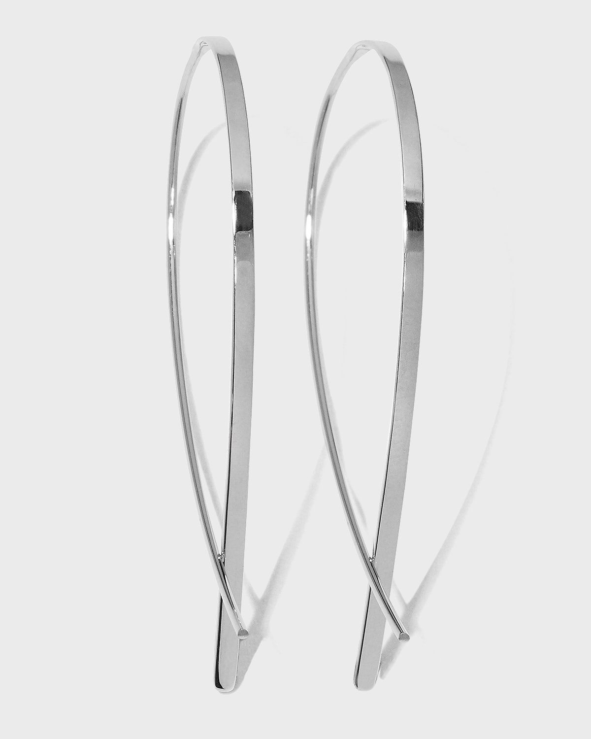 14K Gold Small Elongated Flat Upside Down Hoops