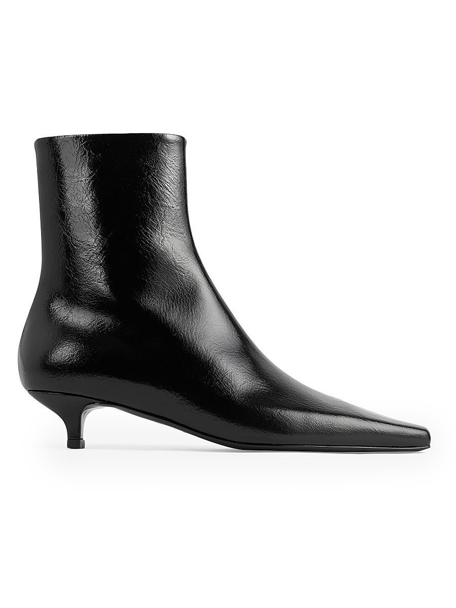 Women's Slim Glossy Leather Ankle Boots - Black - Size 9