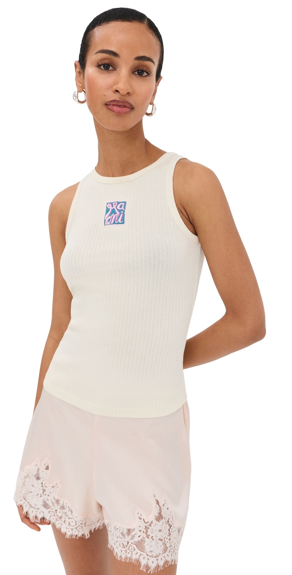 Marni Ribbed Tank Top Bone 42