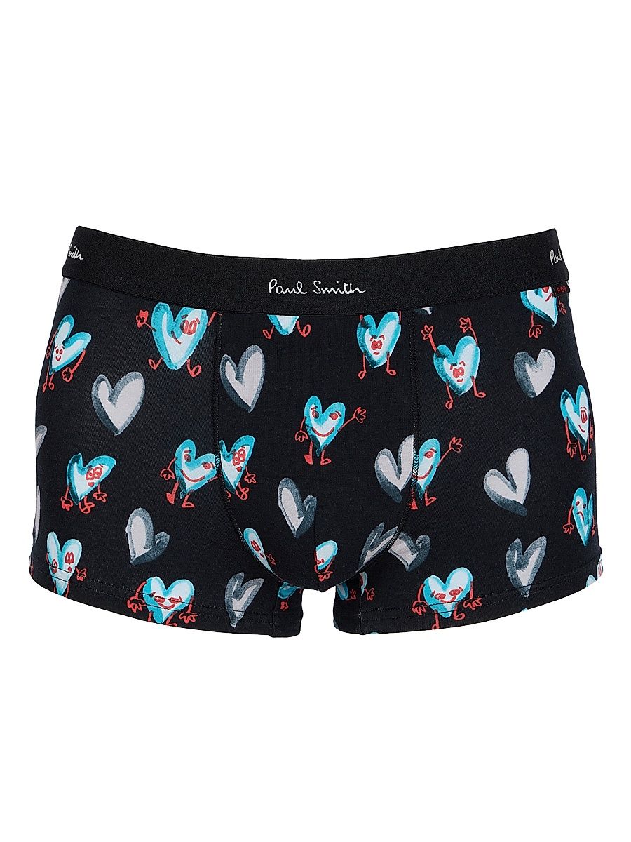 Men's Pop Heart Stretch Cotton Trunk Brief - Black - Size XL