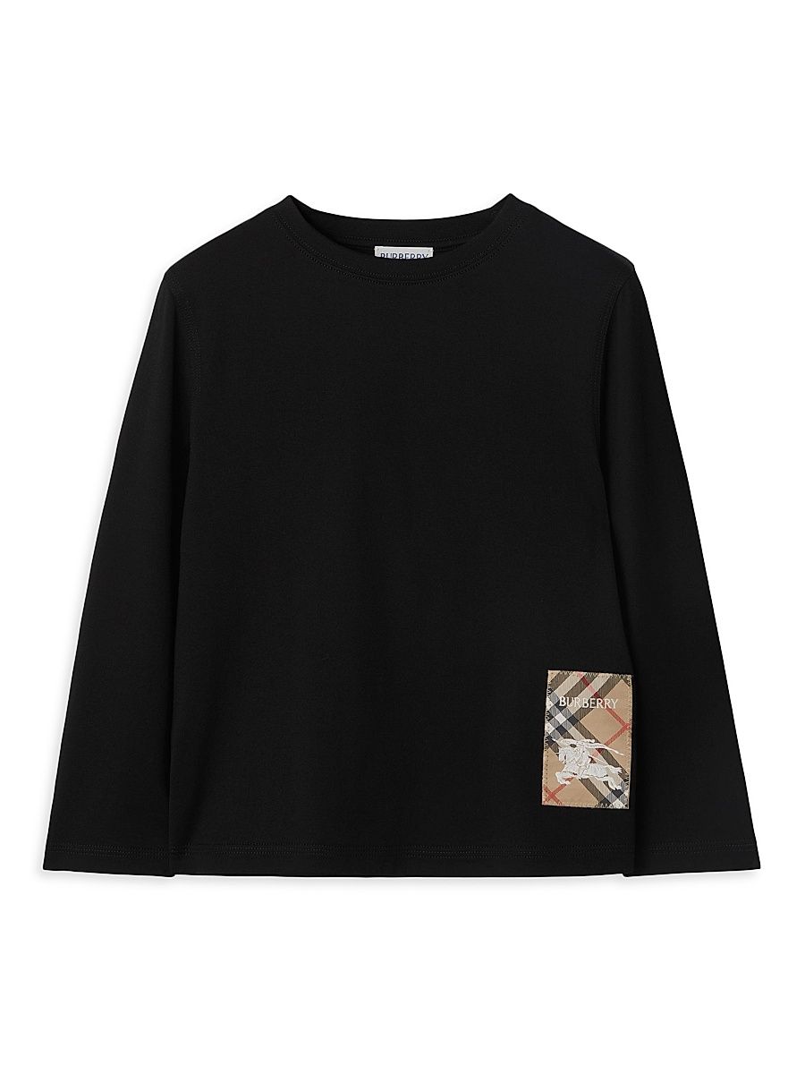 Little Boy's & Boy's Check Label Cotton T-Shirt - Black - Size 8