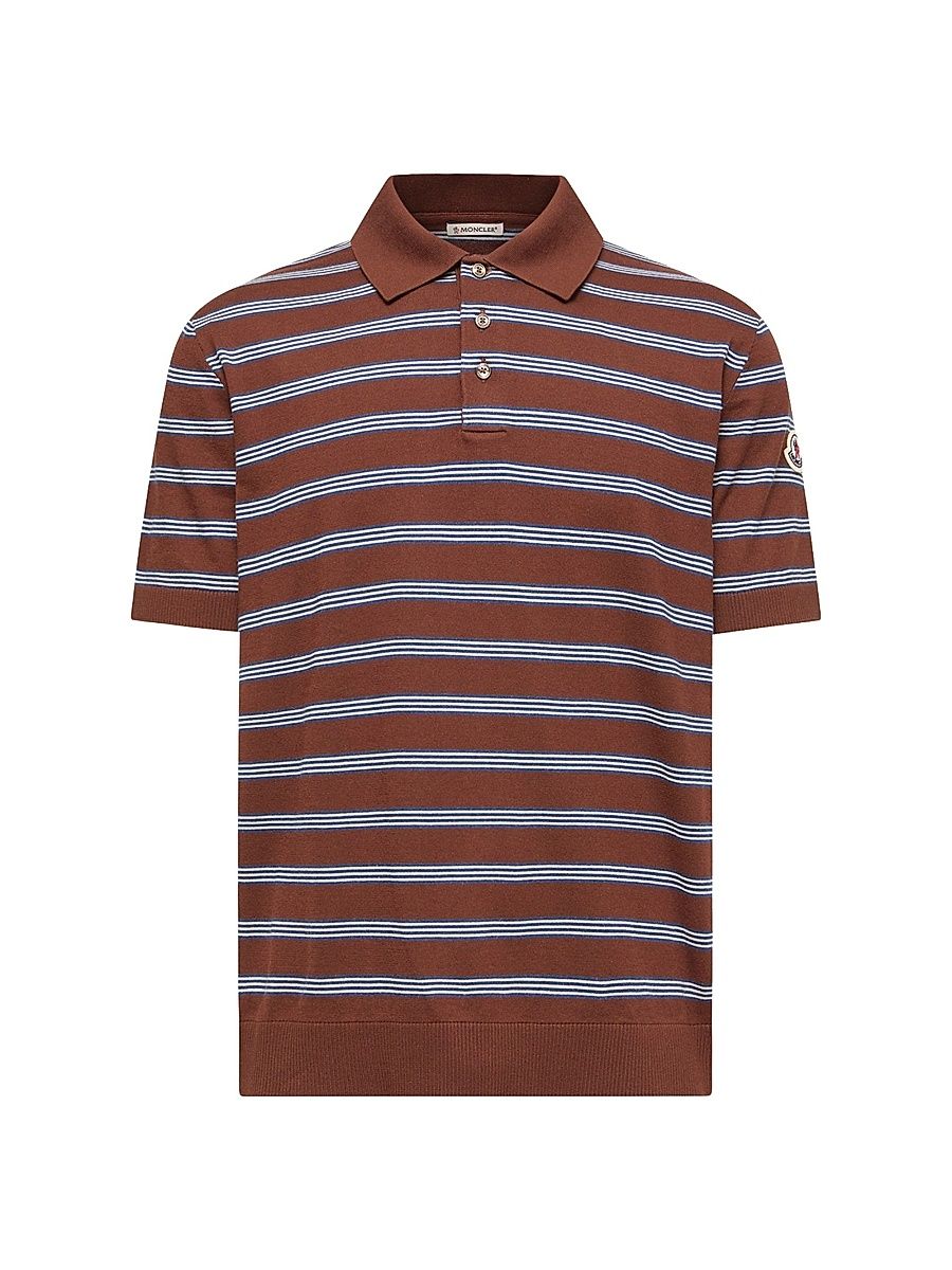 Men's Polo Shirt in Cotton - Blue Brown - Size XXL
