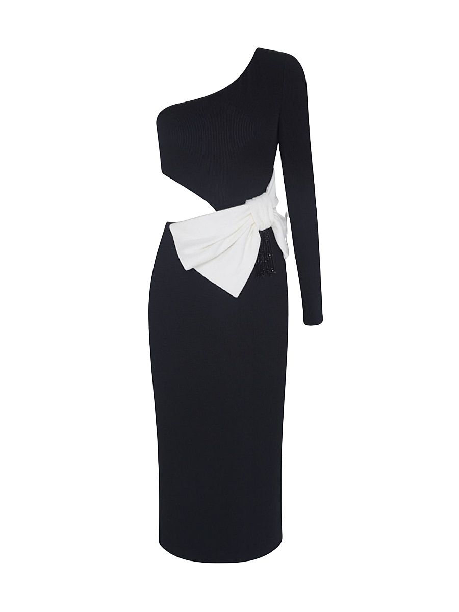 Women's Grace Knit One-Shoulder Midi-Dress - Black - Size XS