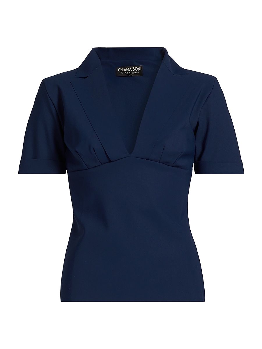 Women's Eriko Open Collar Top - Blu Notte - Size 4