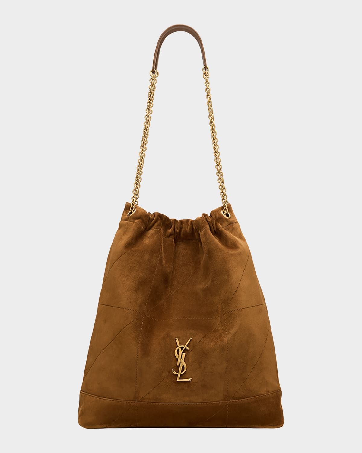 Jamie Large Pochon YSL Shoulder Bag in Quilted Suede