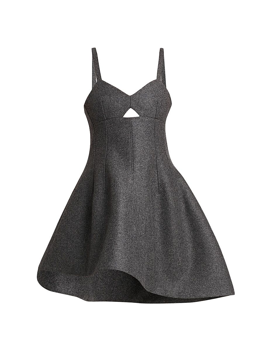 Women's Wool Melange Fit-&-Flare Minidress - Lava Stone - Size 8
