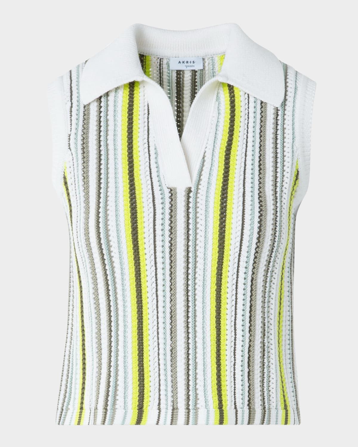 Striped Crochet & Knit Cotton Top