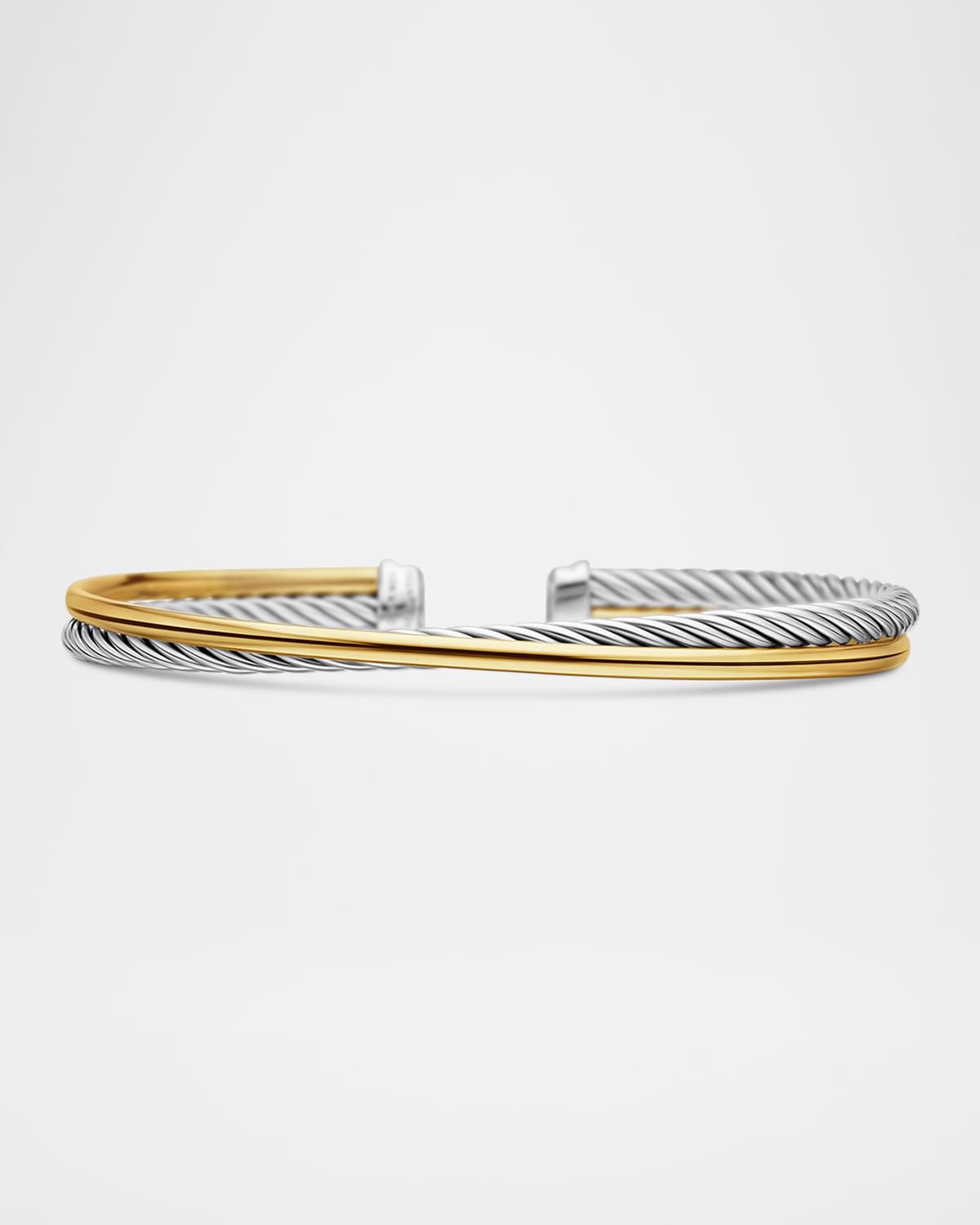 Crossover Bracelet with 18K Gold in Silver, 3mm