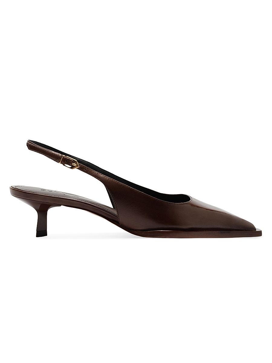 Women's Daria 50MM Leather Slingback Pumps - Root Brown - Size 11