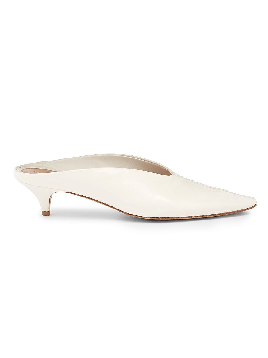Women's Virna Sabot 40MM Leather Mules - Alabaster - Size 7.5