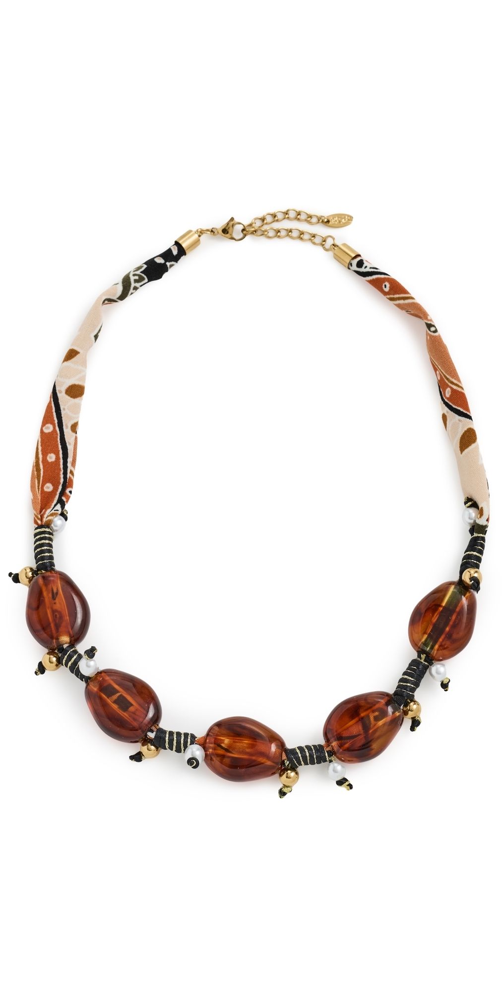 By Adina Eden Bandana Beaded Amber Necklace Amber One Size