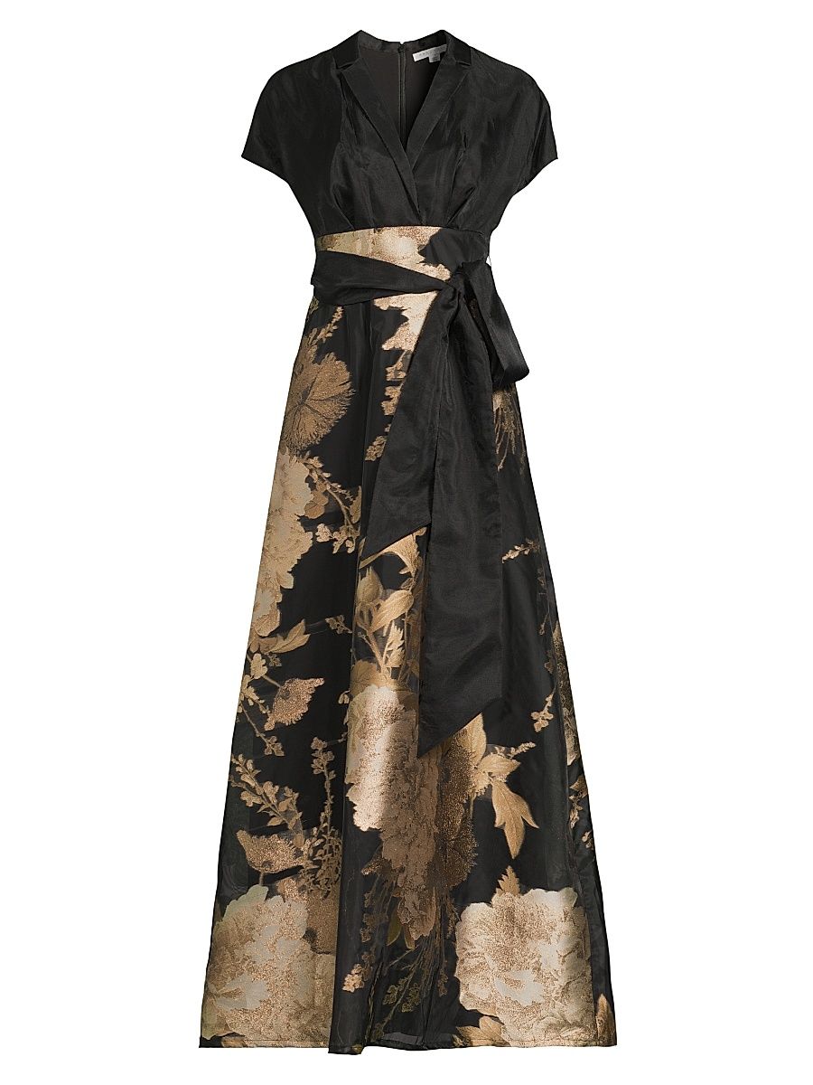 Women's Samira Metallic Floral Gown - Black Gold - Size 18