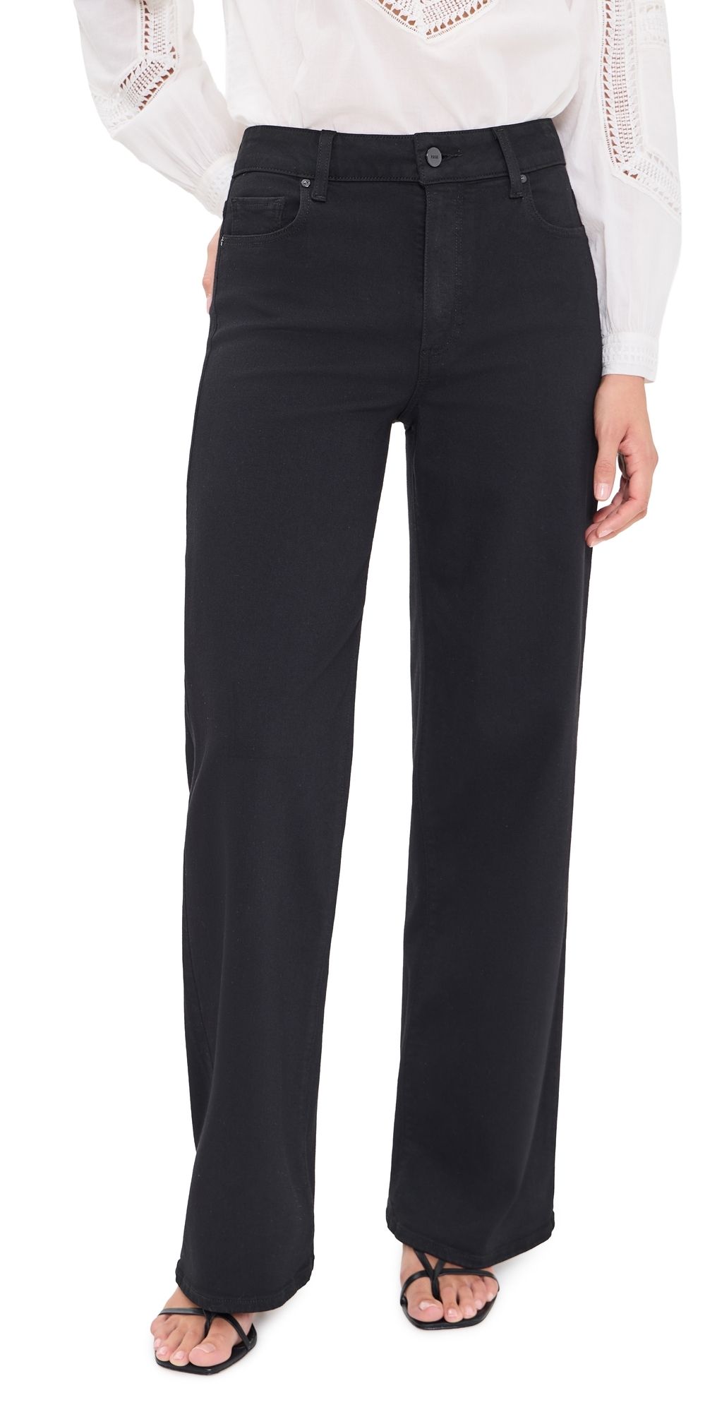 PAIGE Anessa Wide Leg Jeans Black Shadow 27