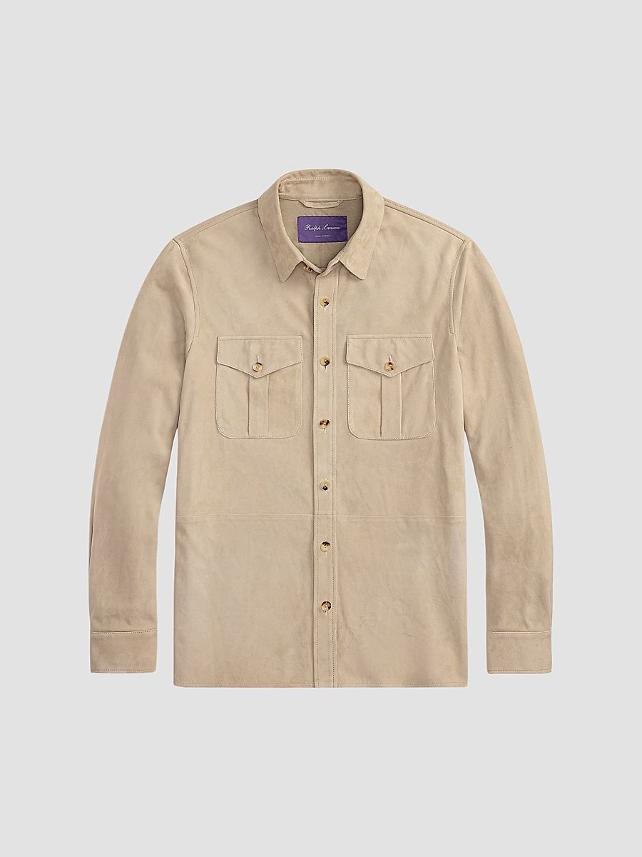 Men's Desert-Faded Barron-Printed Suede Jacket - Clay - Size XXL