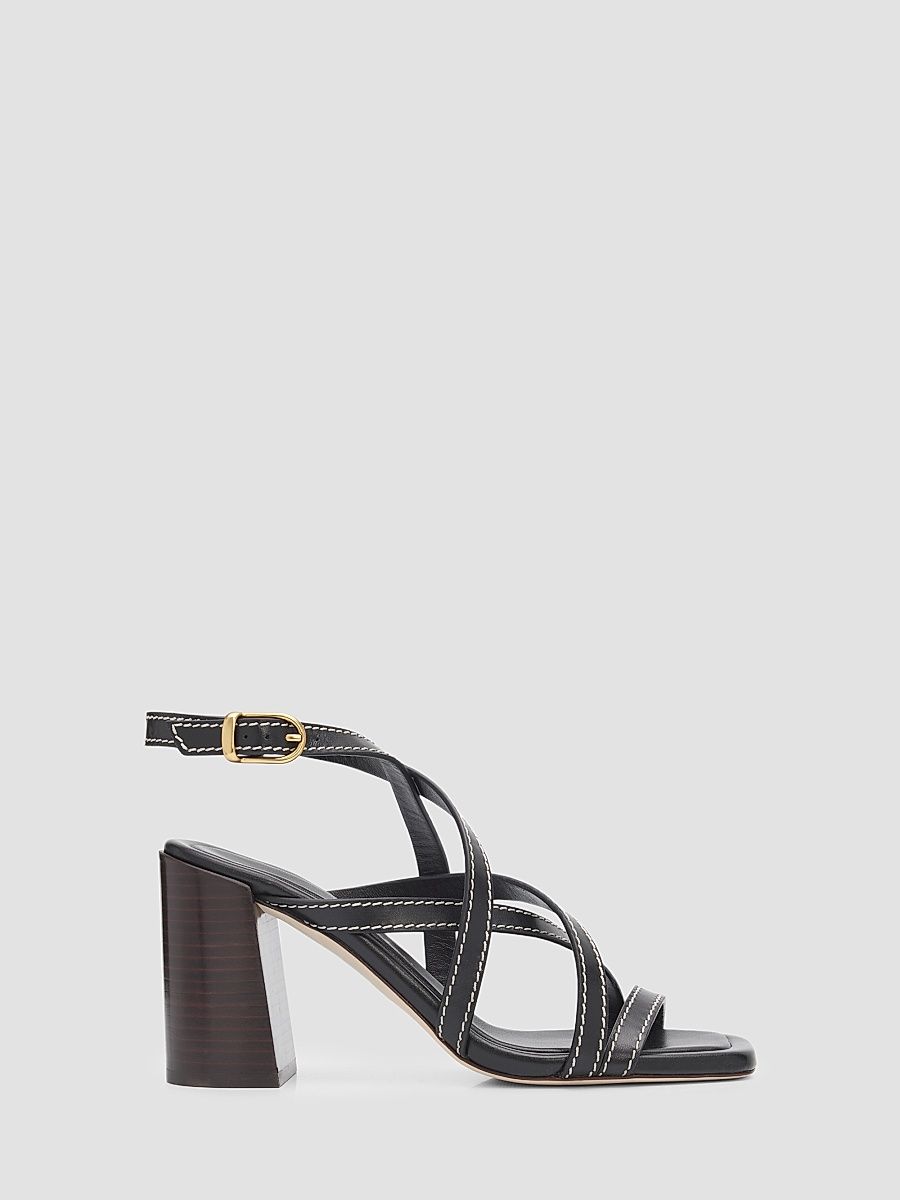Women's Park Block 85MM Leather Strappy Sandals - Black - Size 9.5