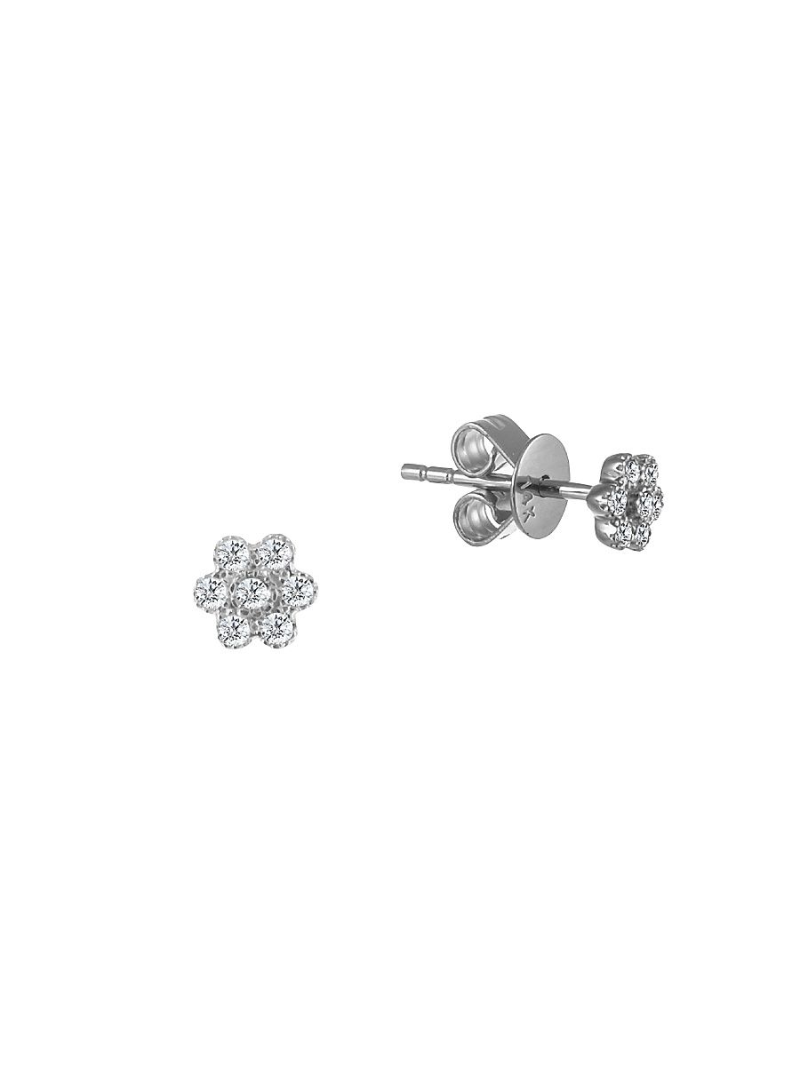 Women's 14K White Gold & Diamond Flower Stud Earrings - White Gold