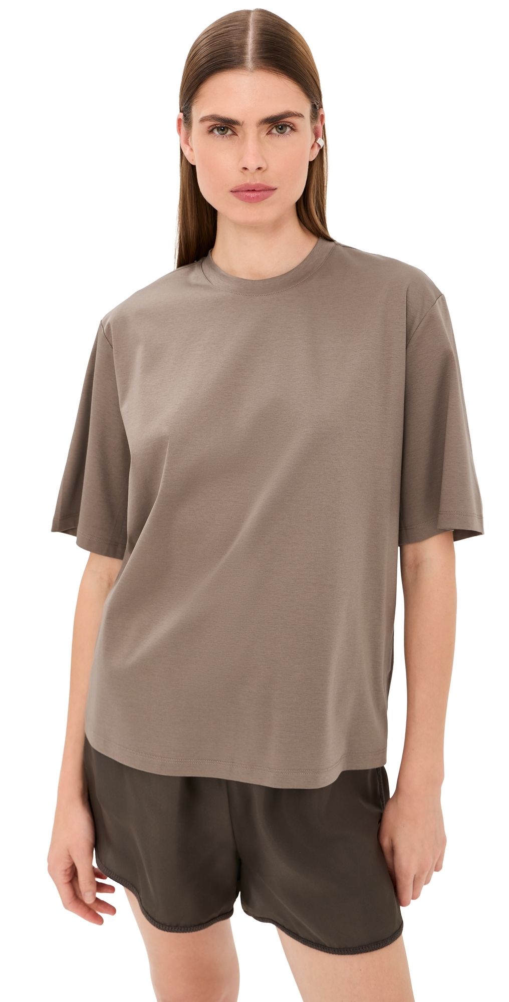 Róhe Oversized Cotton Silk T-Shirt Taupe 34