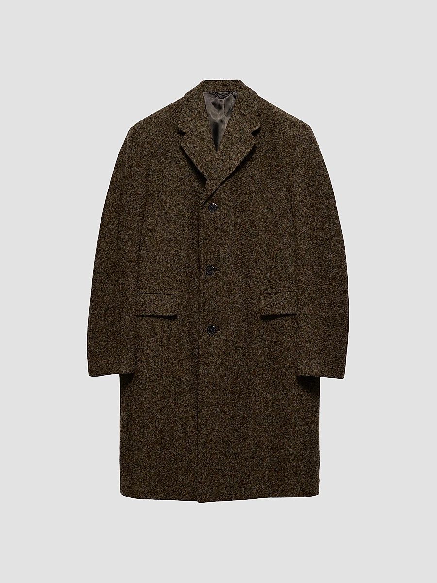 Men's Single-Breasted Wool Coat - Green - Size 36
